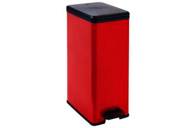 Curver Deco 40 Litre Slim Bin - Red.